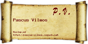 Pascus Vilmos névjegykártya